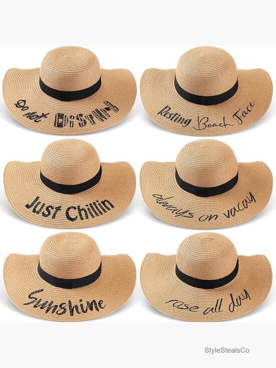 6 Pack Floppy Straw Sun Hats for Women Foldable Travel Beach Hat main image 4